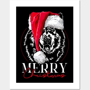 Funny Santa Alaskan Malamute Merry Christmas dog mom Posters and Art